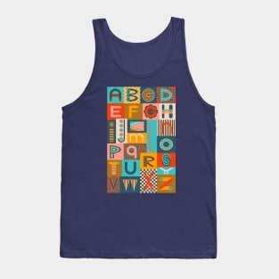 GEOMETRIC ABCs Retro Mod Geometric Graphic Alphabet Lettering - UnBlink Studio by Jackie Tahara Tank Top